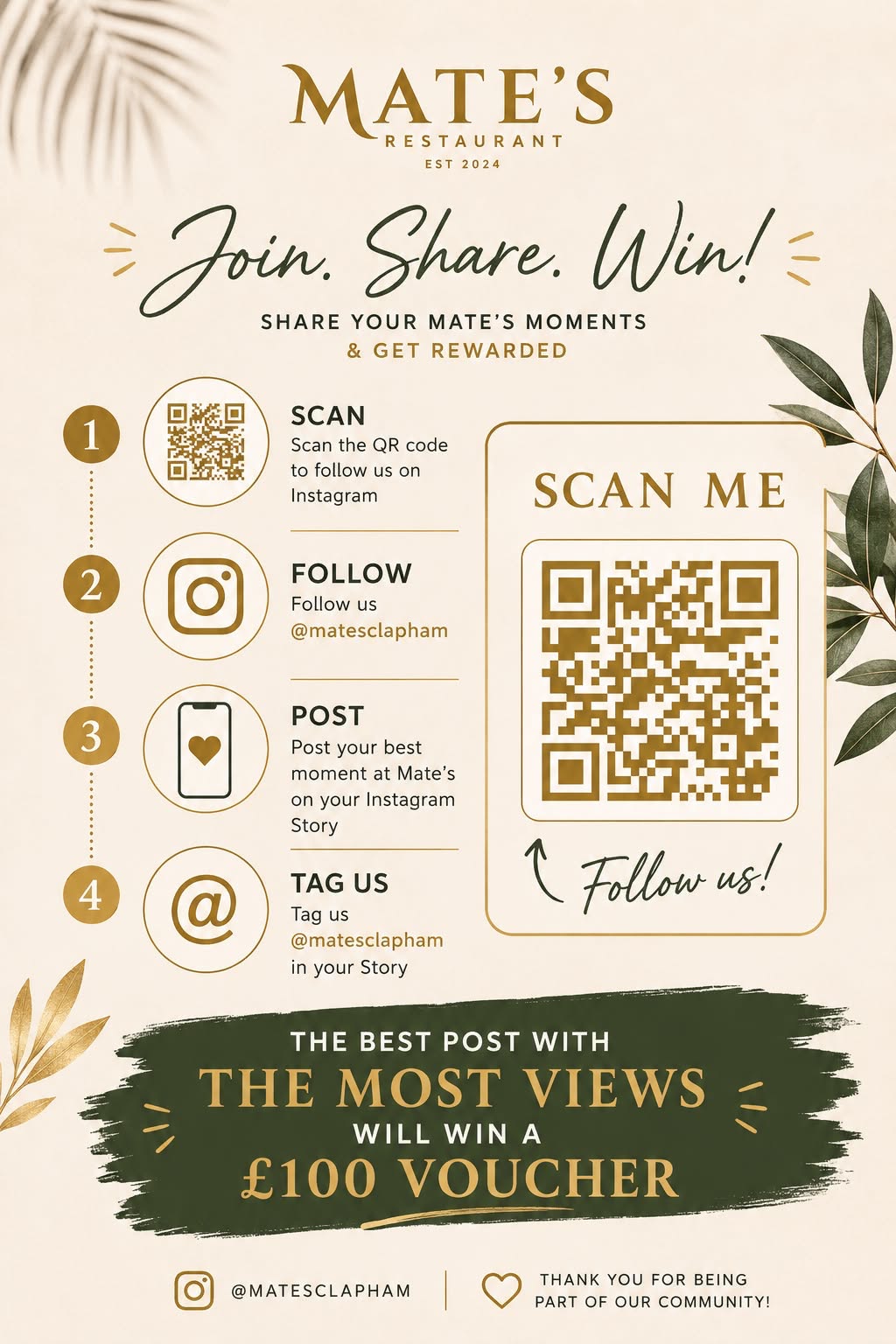 Win a £100 Voucher promotion poster